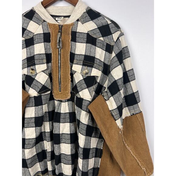 Ivy Jane Women’s Boho Plaid Corduroy Patchwork Quarter Zip Pullover Sweater M/L - Picture 8 of 8